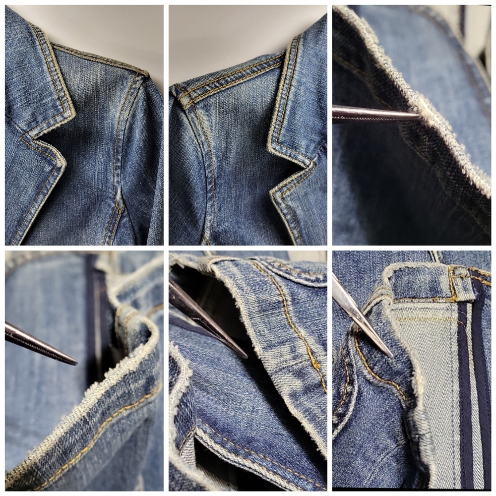 Tommy Hilfiger Vintage Y2K Denim Jean Jacket Women Medium Petite Grunge Punk - Picture 12 of 12
